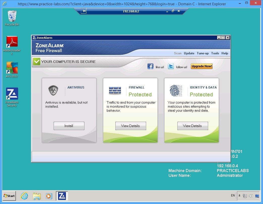 Practice Labs screenshot.